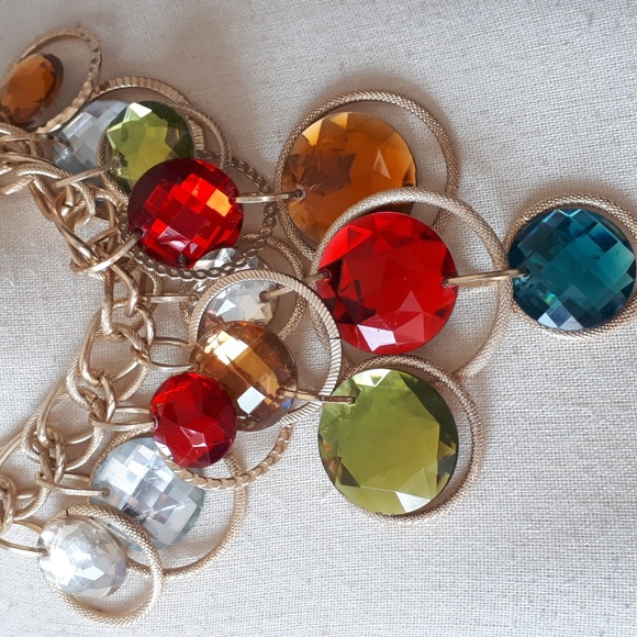 Gold and colour crystal necklace - Picture 2 of 5